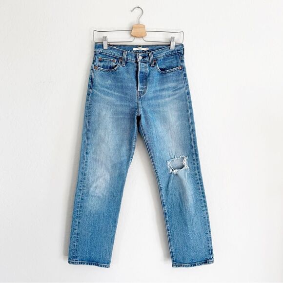 Levi's Wedgie Straight Button Fly Cropped Hi-Rise Jeans in Jive Size 26 - Picture 2 of 13